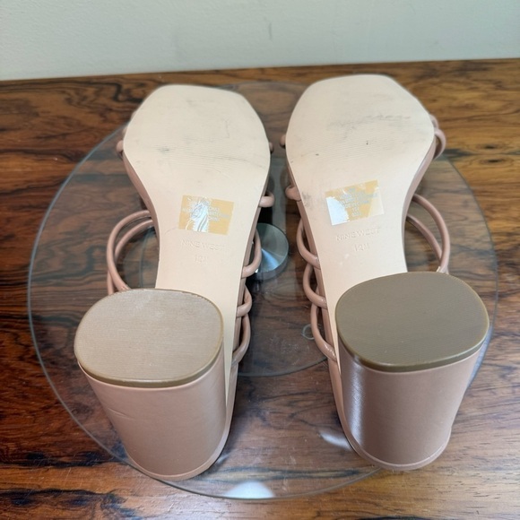 NINE WEST Strappy Open Toe Heel Sandals Platform Block Heels Size 12 - Picture 15 of 16